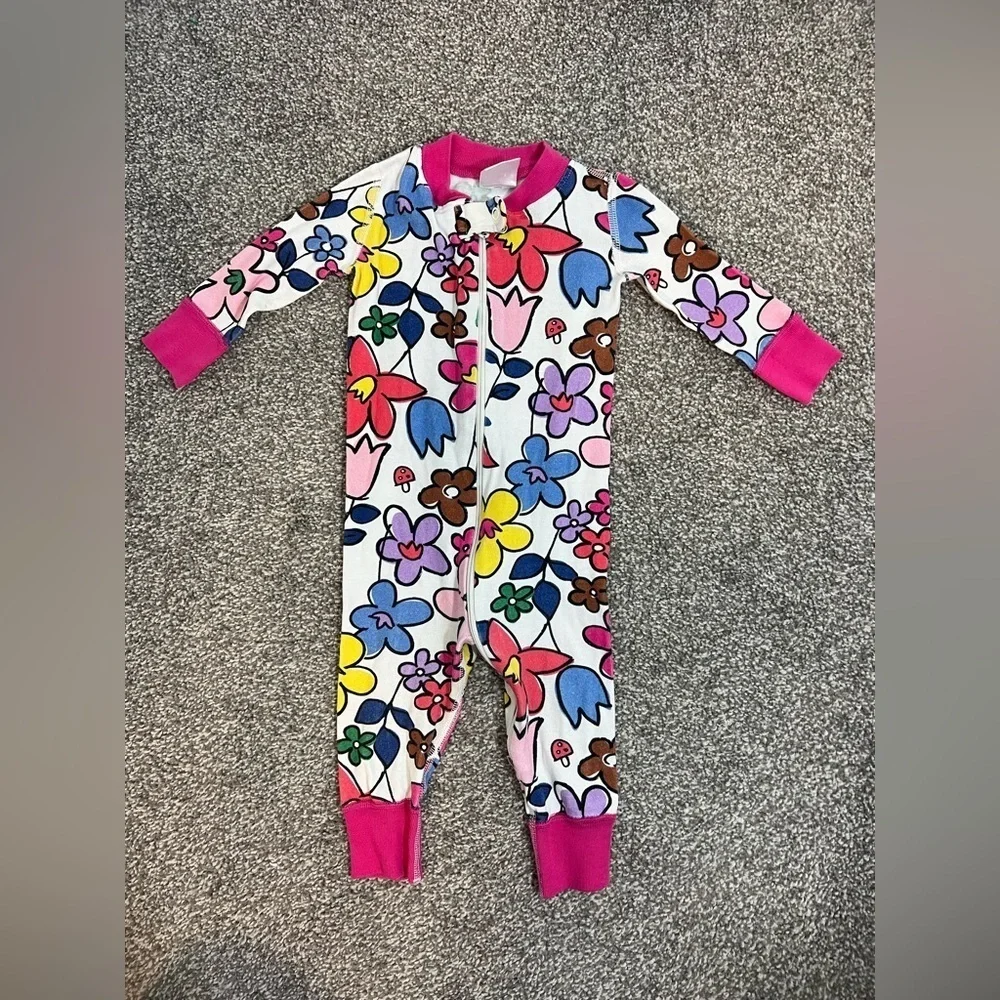 Hanna Andersson Floral Kids One Piece pajamas 6-12 months